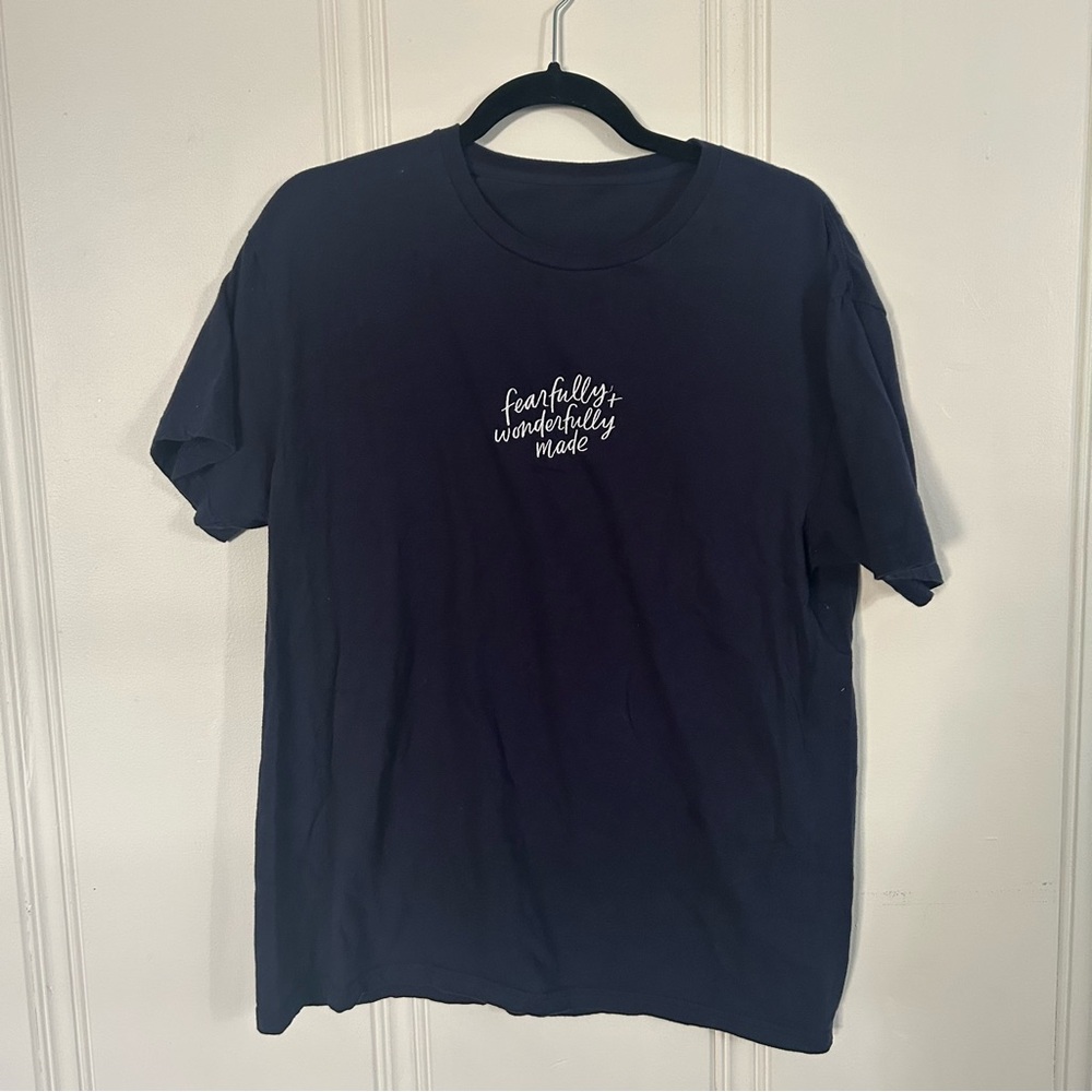 Navy Blue Graphic T-Shirt Fearfully and wonderfully made